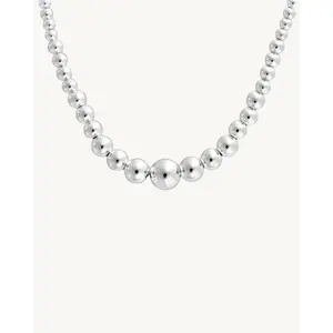AVELI Silver Tone Graduated Bead Necklace