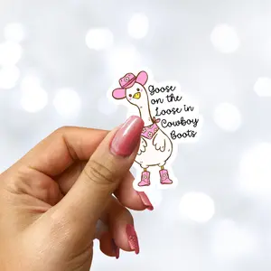 Goose on the Loose in Cowboy Boots Sticker
