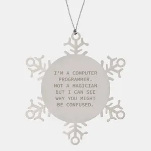Computer Programmer Gifts from Friends for Christmas - Snowflake Ornament, Funny Quote, Stainless Steel, Safe, and Durable