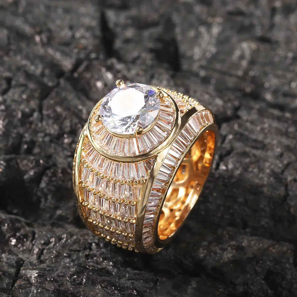 Men's Iced Out Index Finger Engagement Ring - Hip Hop Bling Statement Piece, Trendy Streetwear Costume Jewelry Accessory
