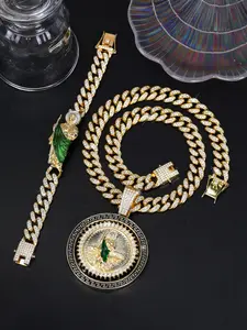 Rhinestone Decorated Necklace & Bracelet, Fashionable Jewelry Set, Fashion Jewelry for Party, Daily Clothing Decor, Trendy All-match & Exquisite Jewelry for Birthday Gift