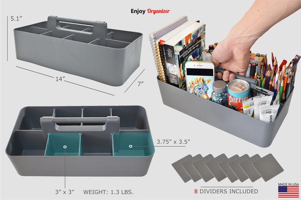 Enjoy Organizer -Portable Caddy Organizer -2 Stackable Plastic Caddy with Handle | Desk, Makeup, Dorm Caddy, Classroom Art Organizers (Made In Usa)  Cabinet Household Laundry Pack