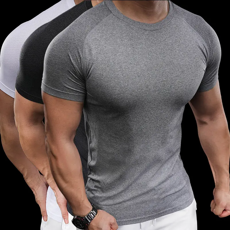 Nadsir Men's Compression Tights, Short-Sleeve T-Shirts for Fitness and Sports, High-Elasticity One-Knit Fabric, Breathable Quick-Dry Training Tops, 2026 Summer New Men's Collection