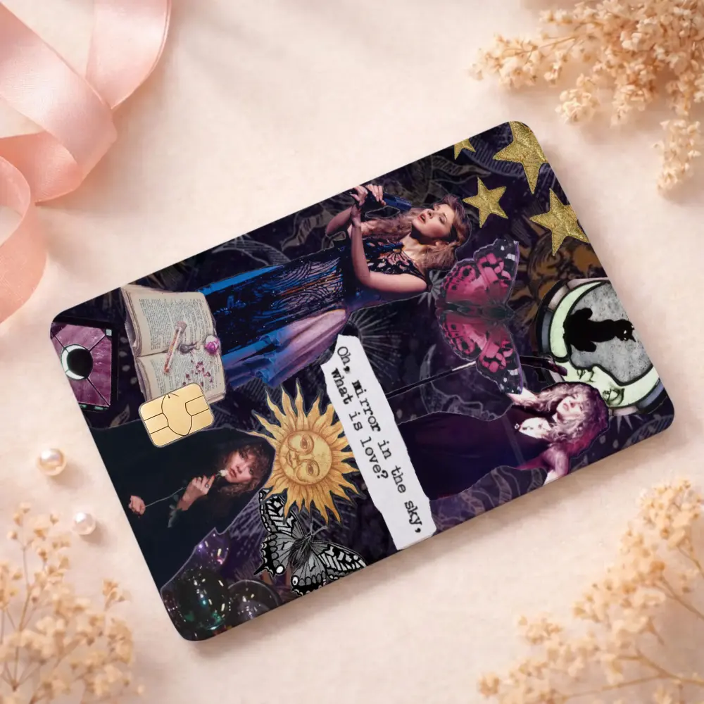 Stevie Nicks Credit Card Decal Sticker, Retro Fleetwood Mac Premium Matte Vinyl Card Skin Cover, Witchy Bohemian Gift for Music Lover