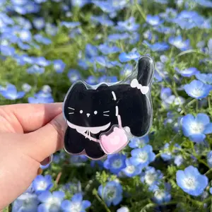 Cartoon Black Cat Phone Grip Kawaii Kitten Phone Stand