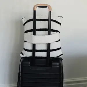 Local Beach Stripe Cozy Travel Blanket Black
