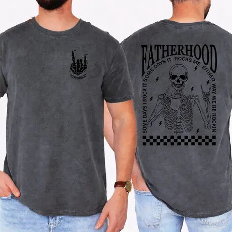 Comfort Colors Fatherhood Shirt, Funny Skeleton Dad Tee, Retro First Time Dad Shirt, Cool Dad Club Top, Perfect Father’s Day Gift for Husband or New Dad with Fun Style