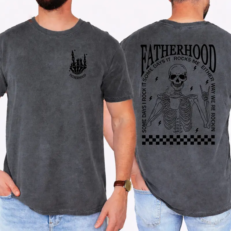 Comfort Colors Fatherhood Shirt, Funny Skeleton Dad Tee, Retro First Time Dad Shirt, Cool Dad Club Top, Perfect Father’s Day Gift for Husband or New Dad with Fun Style