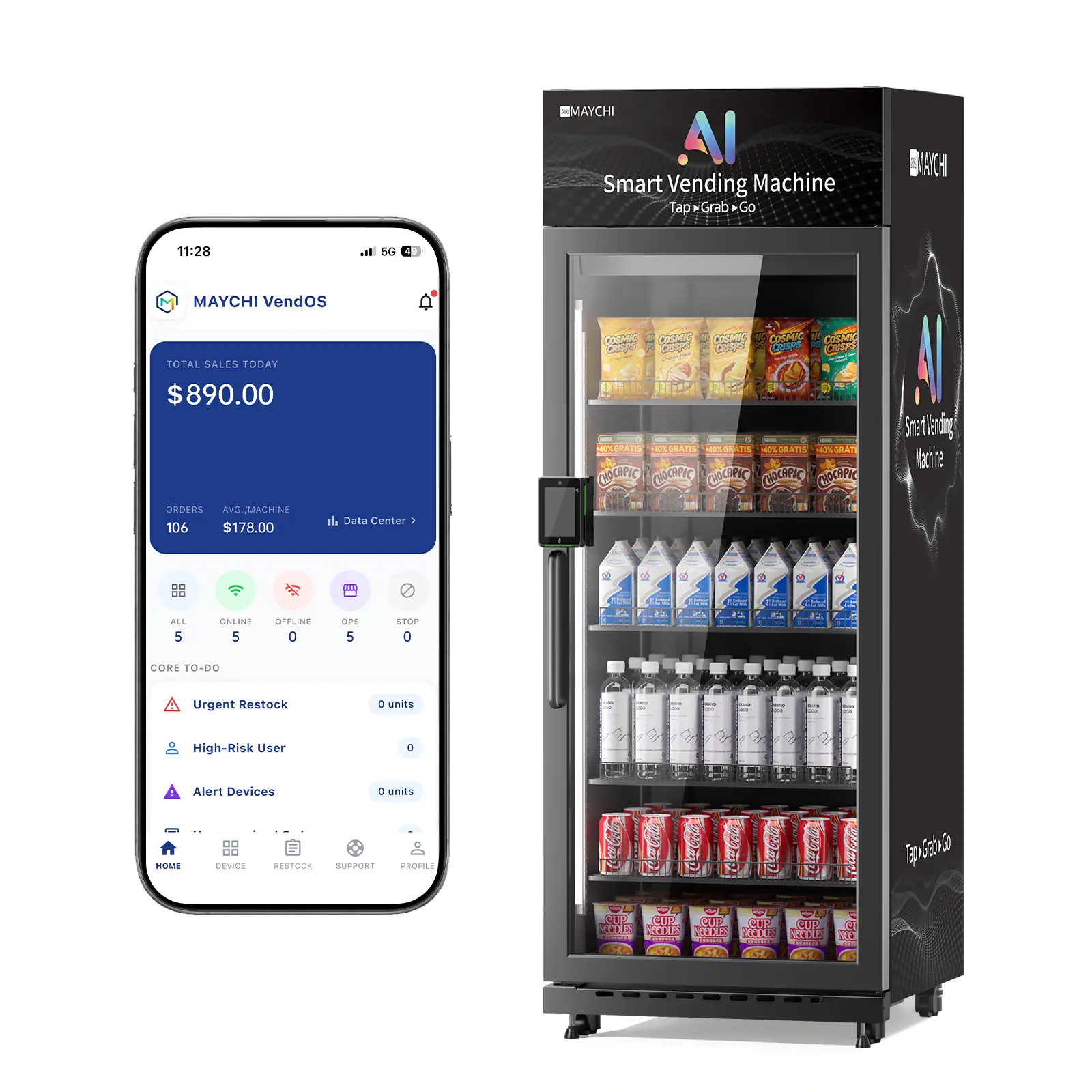 MAYCHI Smart Vending Machine with AI Technology - Top-Grade Model for Efficient Beverage & Snack Dispensing