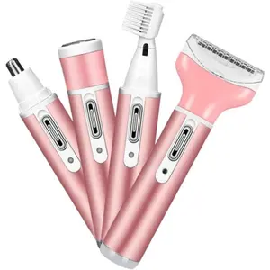 Electric Razor for Women, 4-in-1 Women's Body Hair Removal, Pubic Shaver Bikini Trimmer for Eyebrow Face Body Underarm, Portable Ladies Shaver, Women's Trimmer USB Rechargeable IPX7 Waterproof