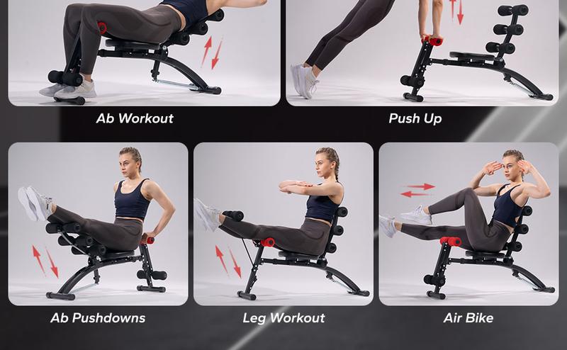 MERACH Multi-Functional Adjustable Ab Machine Workout Bench Sit Up Machine Push Up Exercise Chair for Home Gym