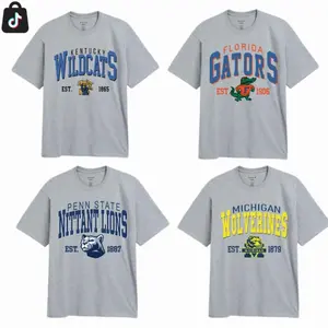 [Sale off 50%] Custom University Mascot All Teams College Collection Unisex Crewneck SportGrey  T-shirt, Graphic Logo College Team Collection T-shirt, Gift For Football Fans QWK
