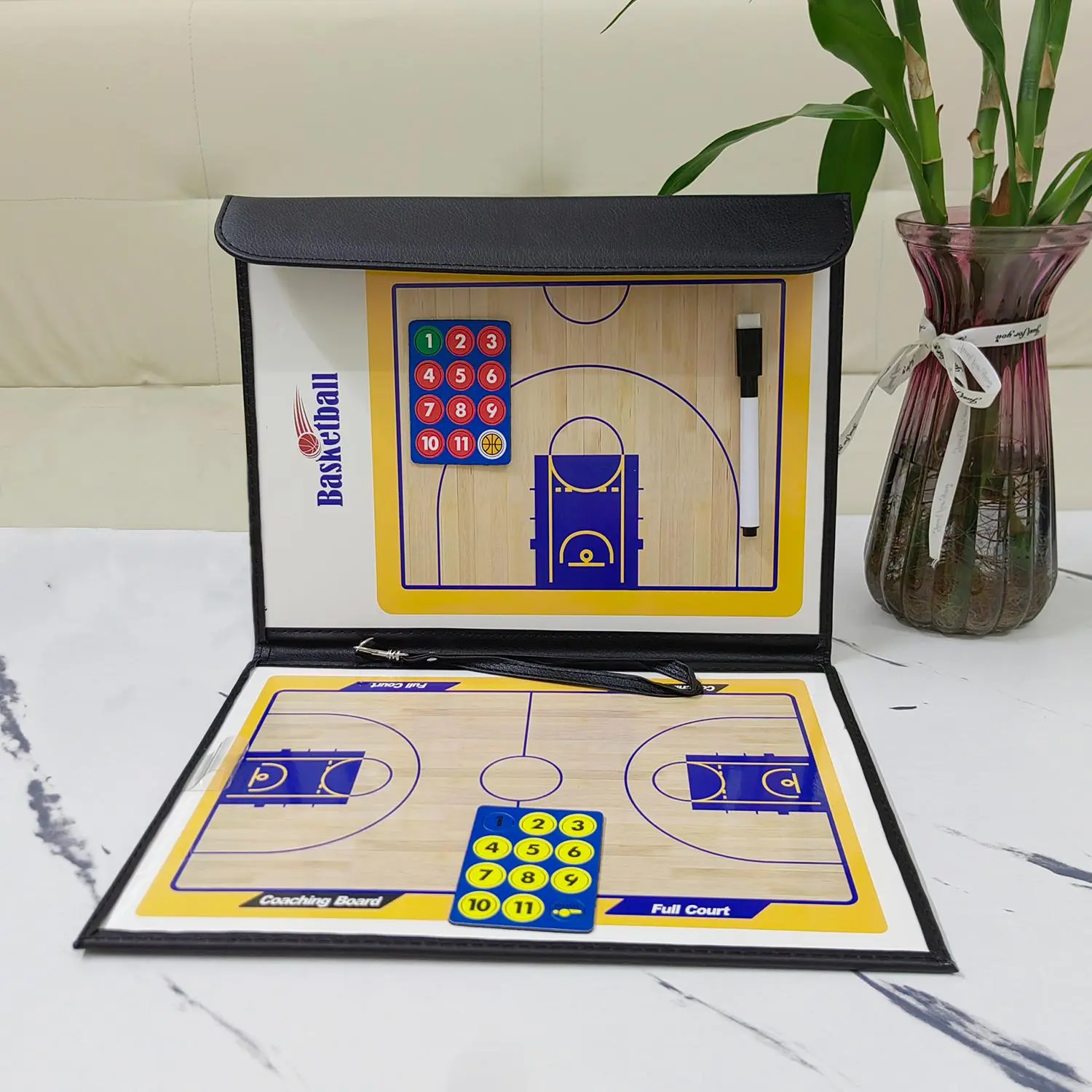 Portable Magnetic Folding Basketball Coaches Board, Full Court, Basketball Game Strategy Board with Erasable Magnetic Marker, Sport Basketball Training Equipment, Basketball Training Tools, Christmas Gift, TikTok Shop Black Friday