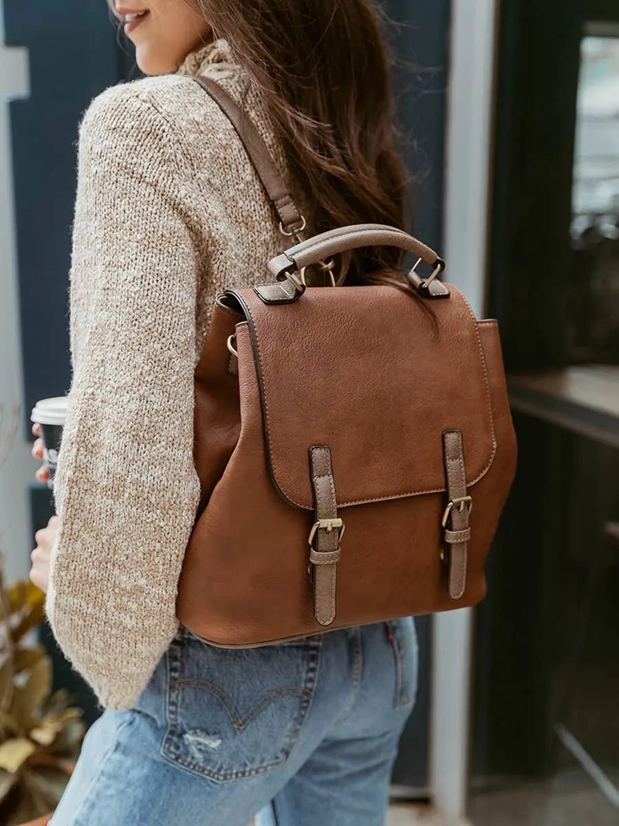 Personalized Brooks Vegan Leather Convertible Backpack – Engraved Monogram, Mother's Day & Graduation Gift