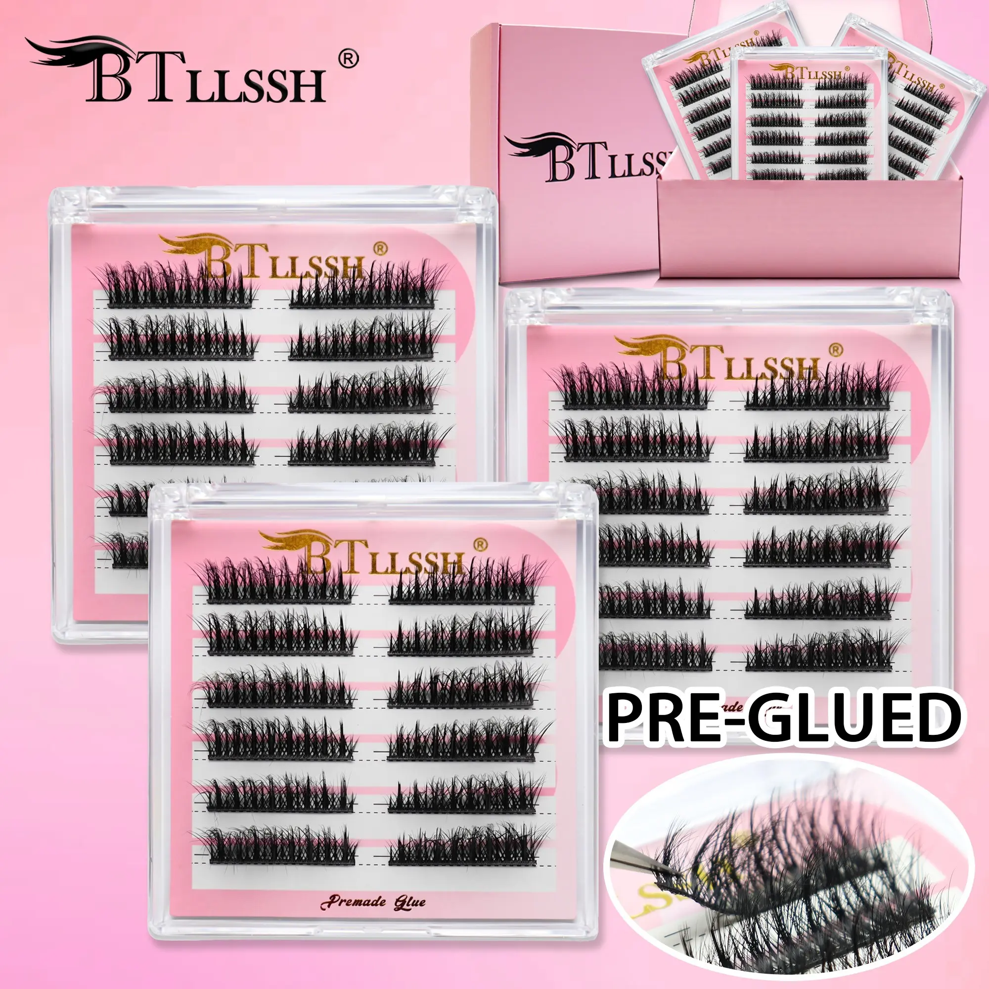 18 Pairs High-Quality Self-Adhesive False Eyelashes, C Curl, Doll Style, Non-Toxic, Long 16mm, Gift Box Included