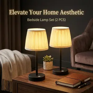 Cordless LED Black Table Lamp, Rechargeable 4000mAh 3 Way Dimmable Bedside Small Lamp with Fabric Shade, Lighting for Bedroom, Kids Room, Bathroom, Kitchen, Home Decor, Gift, Night Light