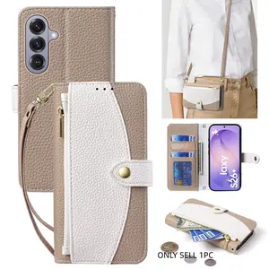 Dual Color Crossbody Phone Case for Samsung S26 S25/s24 Flip Card Holder, Durable Shockproof Wallet Cover, Perfect Fit Birthday Gift