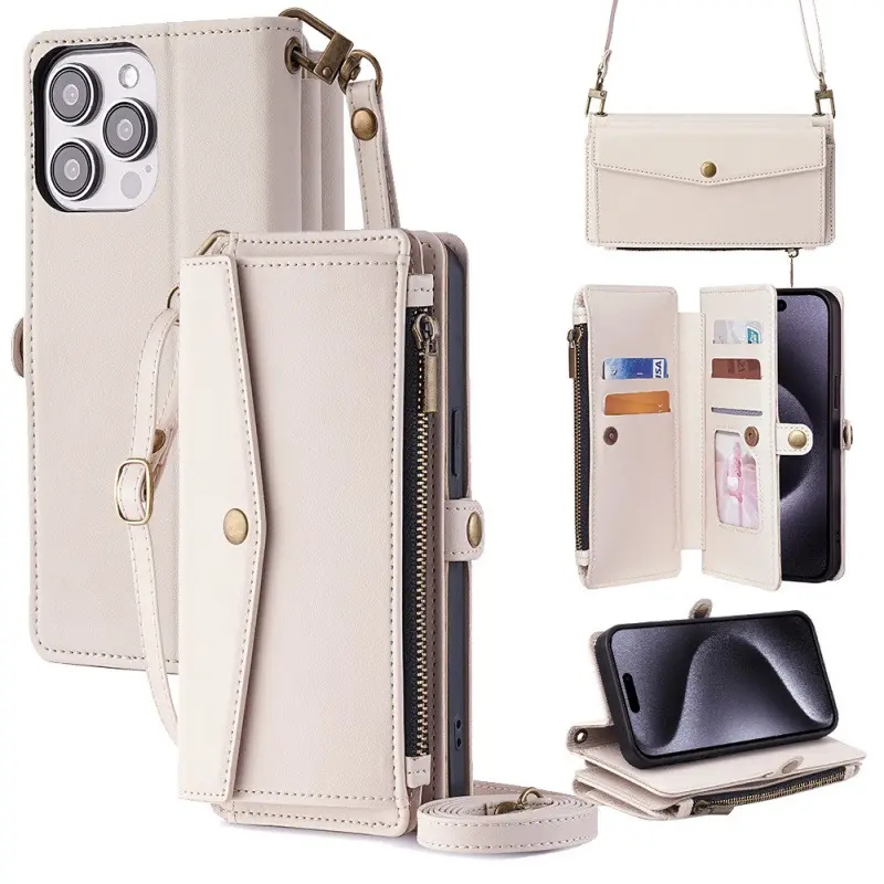 Boho Large Capacity Crossbody,Magnetic Flip Wallet Multiple Card Slots Purse With Wrist&Crossbody Strap,Anti-Drop Anti-Scratch Full Body Shockproof Protective,Multifunctional Stylish Pocket,Daily Travel Shopping,iPhone 12-17 Pro ProMax cute phone case