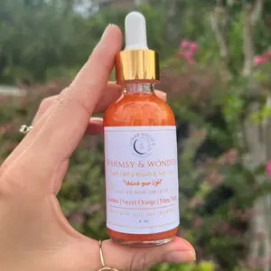 Wonder & Whimsy! Whimsical Expression Body Oil Amethyst Crystal Infused Shimmering Self Care Body Oil Curiosity Joy Sweet Orange Jasmine 2oz