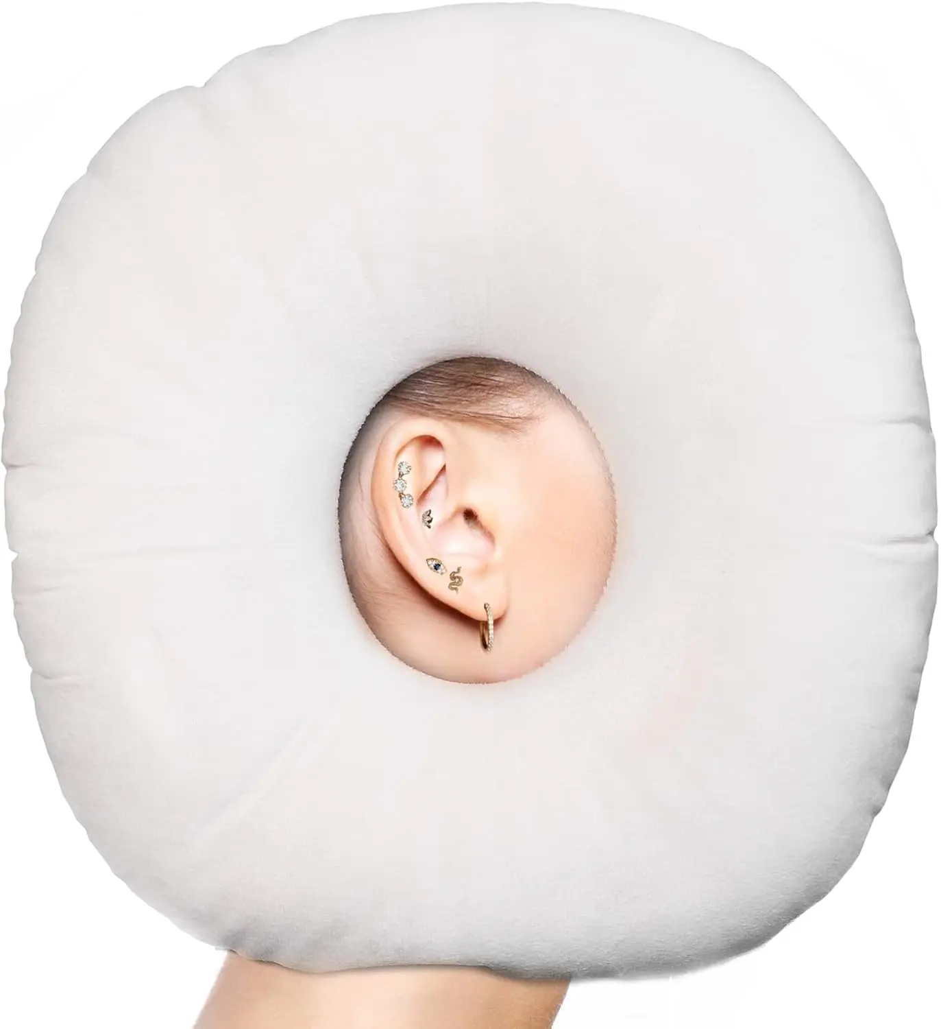 O-Shaped Piercing Pillow for Side Sleepers - Comfortable Bedding Pillow with Ear Hole for Side Sleeping Relaxation
