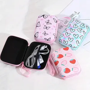 Multifunctional Printed Headphone Hard Case - Handheld, Portable Home Organizer Storage Bag for Audio Headsets, Electronic Data Cables, Chargers, Tangle-Free Organization, Slim Lightweight Compact Travel-Friendly Solution,summervibes