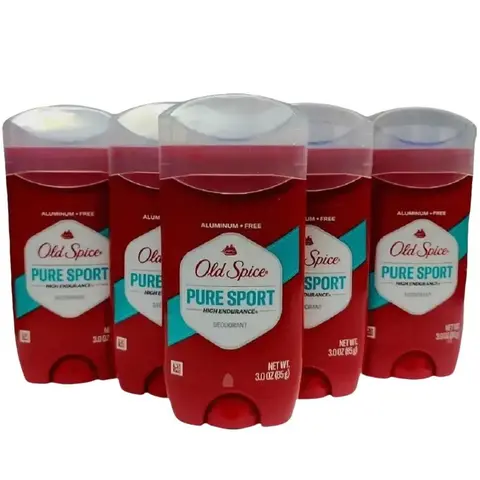 Old Spice High Endurance Pure Sport Aluminum-Free Deodorant Stick for Men - 5-Pack (3.0 oz/88.7ml Each), Body Deodorizer, Non-Toxic, Non-Aerosol, Daily Use, Long Lasting 24/7 Odor-Neutralizing Protection, All Skin Types Bath & Body Care