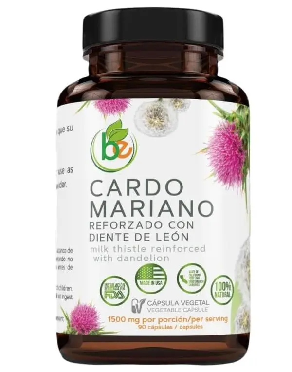 Cardo Mariano reforzado con diente Leon (Milk Thistle Reinforced w/Dandelion) 90 Vegetable Capsule 1500 mg per Serving, Root Liver Health Support, Antioxidant Support,100% Natural, Made by BexpertsUSA