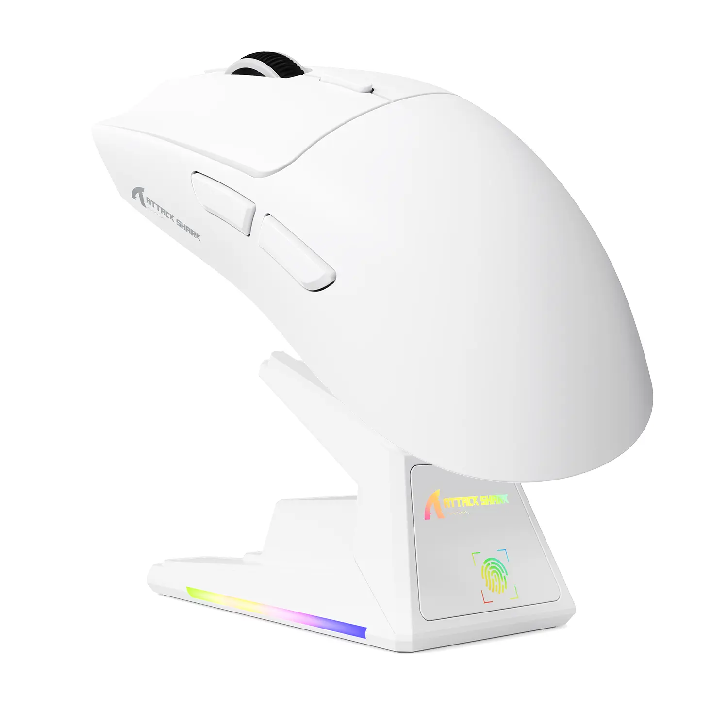ATTACK SHARK X1 Ultralight Wireless Gaming Mouse with Magnetic RGB Charging Dock,Anti Slip Grip Tape,PixArt PAW3395 Pro Sensor,40000DPI,BT/2.4Ghz/Wired,Lightweight,Charging Dock,Tri Mode, Programmable, Optical Computer Mouse for PC Mac Gamer(White)