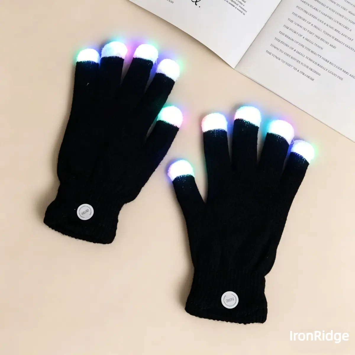 LED Glowing Sports Gloves (Style A) - Colorful Flashing Lights, Music-Synced, Christmas Holiday Party & Rave Accessories for Adults, Fun Entertainment Gear