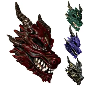 Dragon Head Mask Cosplay Animal Monster Demon Horror Latex Helmet Halloween Carnival Dress Up Party Costumes Props Gifts