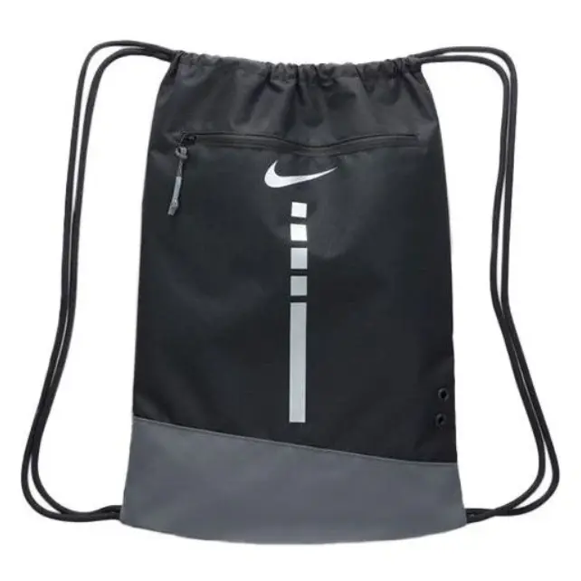 Nike Hoops Elite Drawstring Bag - Black/Grey, Multifunctional Sports Bag for Athletic, Fitness, Gym Workout and Travel Use, Athletic Bag