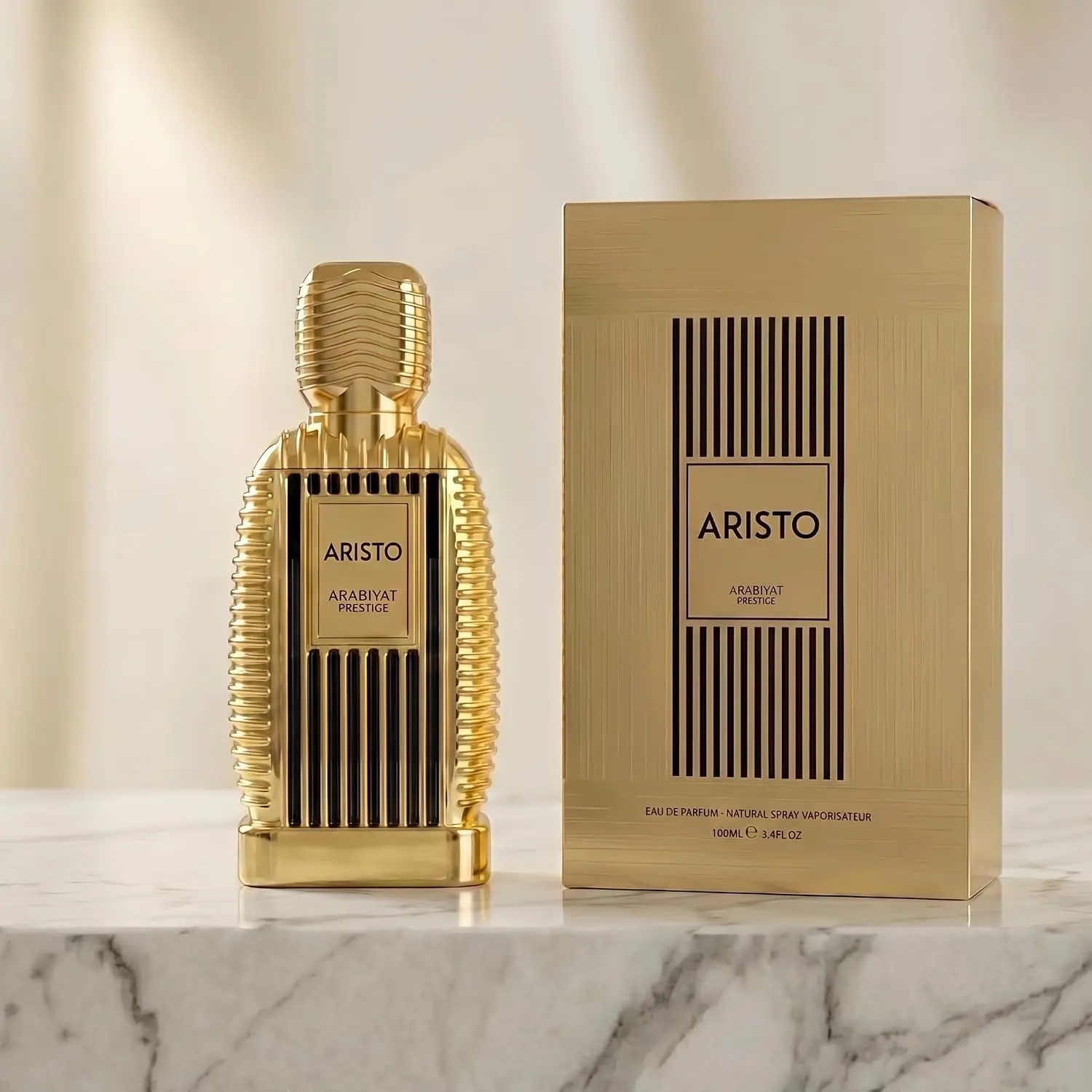 Arabiyat Aristo Eau de Parfum for Men, Longwear Oriental Woody Fragrance with Notes of Citrus-Spice, Amber, and Smooth Musk, 100ml (3.4 fl oz), Unisex Fragrance, Amber Musk, Masculine, Smooth Musk Base