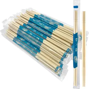 Disposable Bamboo Chopsticks (100 Sets), 9'' Long Individually Wrapped Chinese Wooden Chopsticks Bulk Pack in Clear Bag