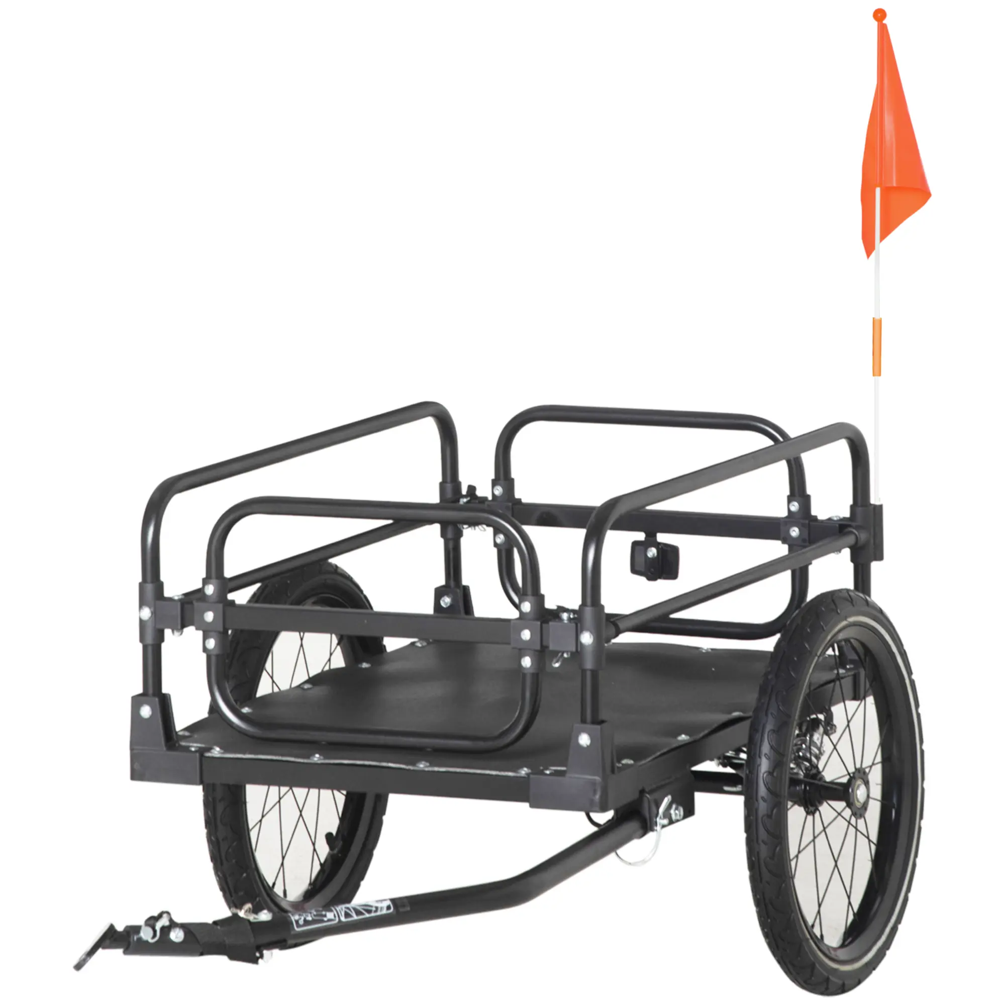 Bike Cargo Trailer - Bicycle Trailer with Suspension, 16" Wheels, 88 lbs Max Load, Foldable, Triple Safety Features (Flag, Reflector, Reflective Strips)