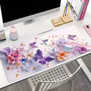 Pastel 3D Floral Butterfly Art Large Gameing Mouse Pad,,Aesthetic Desktop Decoration Protection Pad,Rubber Pad Non-slip Lock Edge Work Pad,multi-size mouse pad suitable for laptop,desktop computer games, work,family, good gift, Non Slip Mousepad