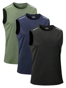Men's Summer Vest Set, 3-Piece Casual Sleeveless Outdoor Top, Comfortable Fashion Daily Wear, Ideal for Sports and Leisure Activities