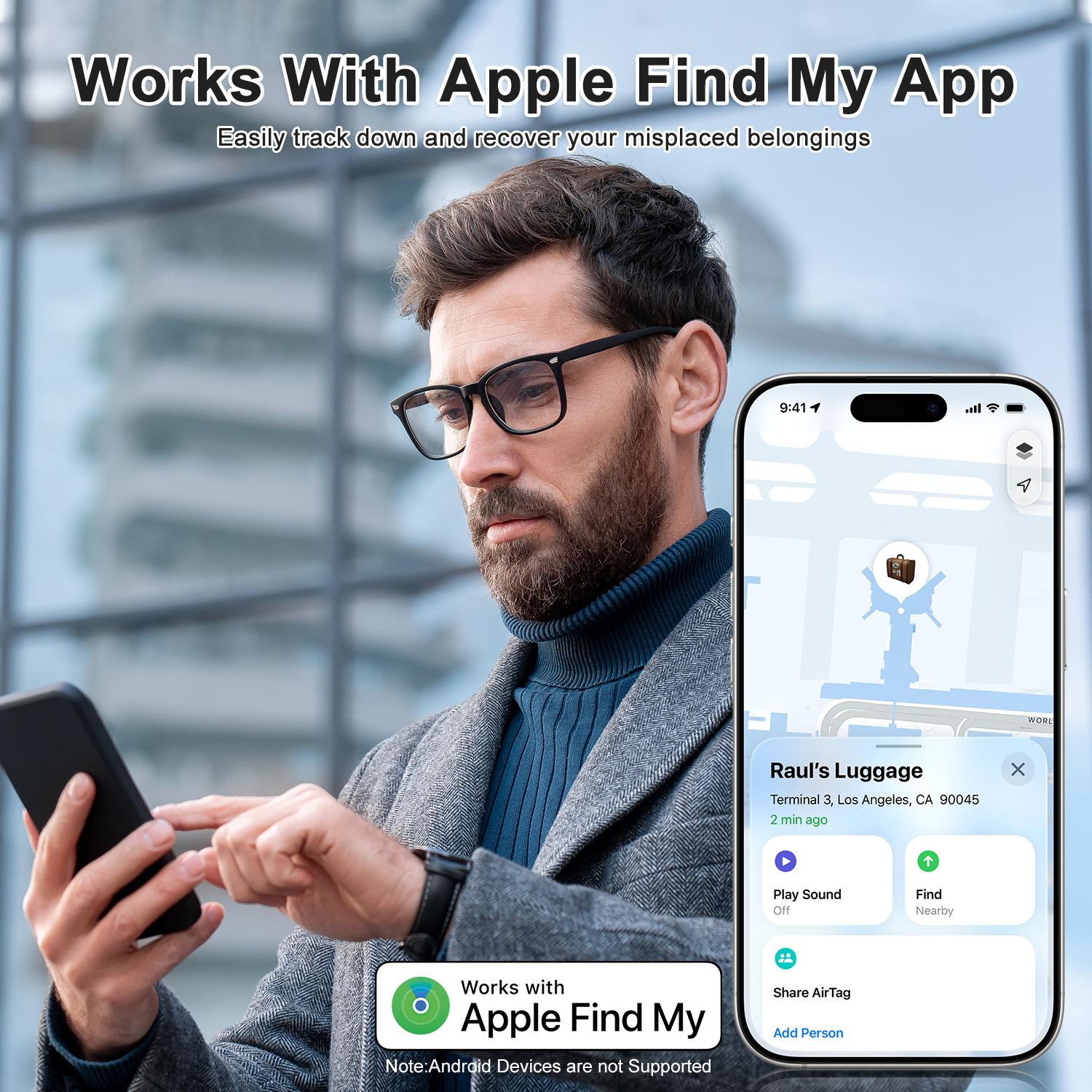 Security GPS Tracker Smart Card Tracker, Works with Apple Find My (iOS Only), Android Not Supported, Wireless Rechargeable Wallet Tracker Card, Global Location, Anti-Lost Item Locator for Wallets, Luggage, Bags