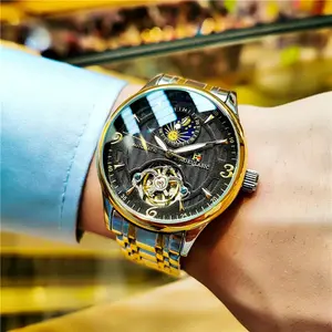 Luxury Mens Automatic Mechanical Watch Tourbillon Waterproof Luminous Fashion Trendy Wristwatch for Men