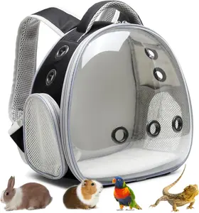 Portable Travel Pet Backpack Carrier Hamster Bag Guinea Pig Bird Small Dog Cat Backpack Turtle Carrier Rabbit Cage Rabbit Guinea Pig Squirrel Bearded Dragon Breathable Hangbag (Black)