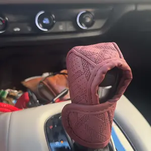 Car Gear Shift Knob Cover, Automatic Shift Knob, PU Leather Hand Brake Anti-slip Protective Case, Auto Interior Accessories Decorations
