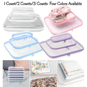 Clear Storage Box Set, 1/2/3 Counts/Set Large Capacity Zipper Storage Box, Portable Storage Organizer for Skincare, Clothes, Books, Laundry, Travel Toiletry Bag, Space Saver Organizer, Multiple colors available, Durable Reinforced Organizer