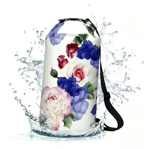 Waterproof Dry Bag with Floral Print, Floatable Roll-Top Backpack for Outdoor Water Sports, Kayaking, Stand-Up Paddleboarding, Swimming, Fishing, Camping, Hiking