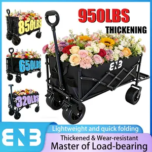Lightweight foldable outdoor trolley for heavy loads—ideal for beach, camping, and grocery transport
