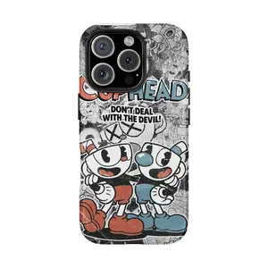 Cuphead Sibling Adventure Phone Case, Brothers Bond Cover for iPhone 15,14,13,12,11 Pro Max/Pro/Mini, Tactical Shockproof Anti-Fade Cases