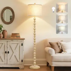 62" Floor Lamps for Living Room, Adjustable Color Temperature Standing Lamp, Vintage Farmhouse Floor Lamp with Rotary Switch, Rustic Resin Tall Lamps for Living Room, Bedroom, Office, Corner