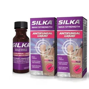 SILKA Max Strength Antifungal Liquid for Toenail Health, 2 Pack. With Brush Applicator, Treatment for Fungus, Solution for Ringworm & Athlete’s Foot, Restores Appearance of Discolored Nail, Tolnaftate 1%,  0.45 Fl Oz - 2 Pack