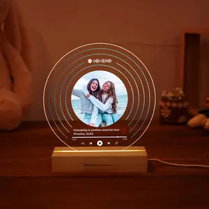 Personalized Vinyl Record With Photo Night Light Bestfriend Gift Birthday Gift For Him Acrylic Song Plaque Anniversary Gift For Friends