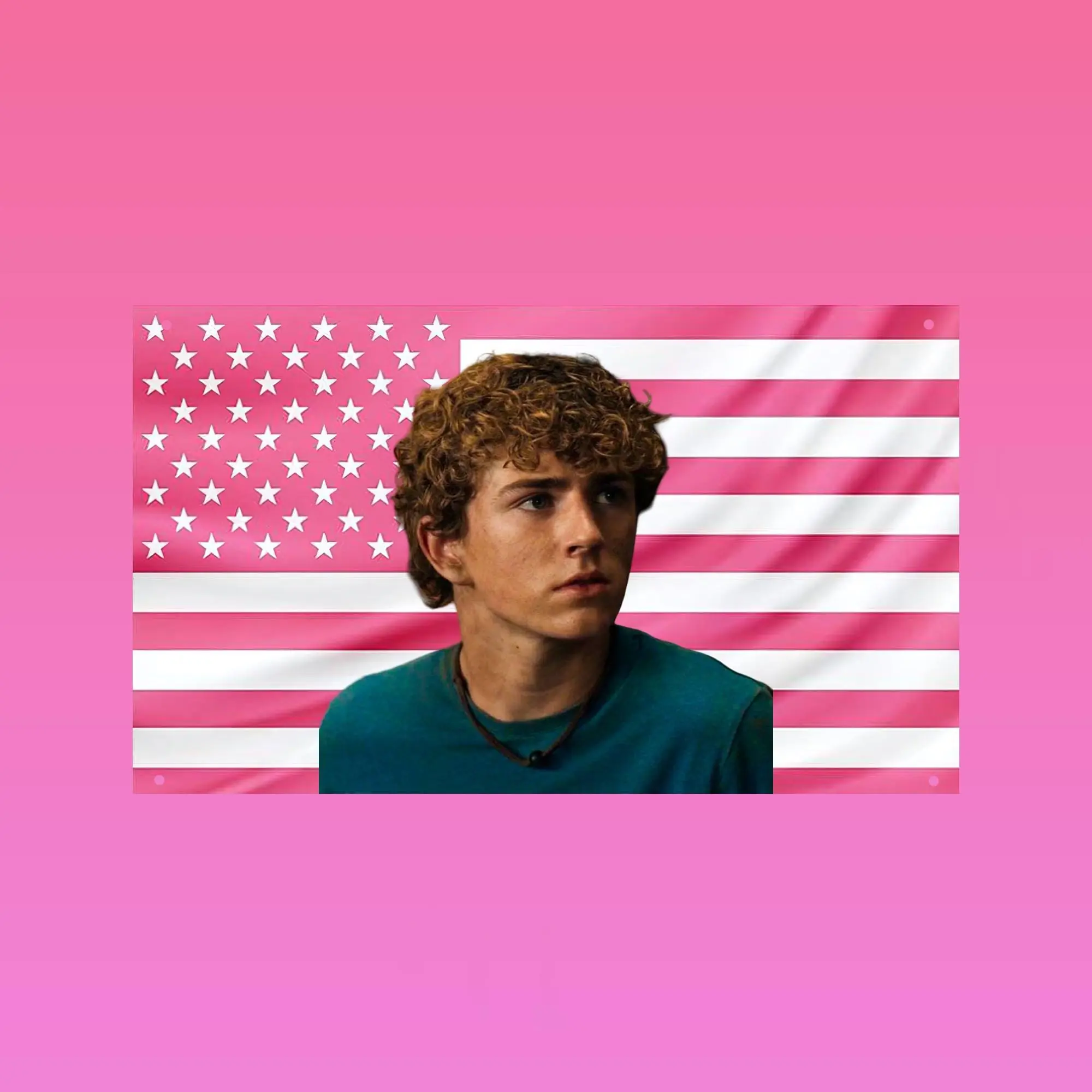 Walker Scobell Pink USA Flag |     Percy Jackson PJO Tapestry |     Cute Actor Wall Decor |     Aesthetic Walker Scobell Banner