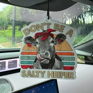 Don't Be a Salty Heifer Car Air Freshener, Rearview Mirror Hanging & Vent Clip, Natural Material, Long Lasting 90 Days, Alcohol Free, Car Fragrance