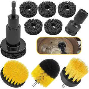Wheel Hub Resurfacing Kit - Wheel Stud and Hub Cleaner for Quick Rust Removal  Lug Studs &  Rotors, Includes 5 Cleaning Pads + 3 Brushes (2", 3.5", 4"), Fits 1/2" Wrenches or Electric Drills